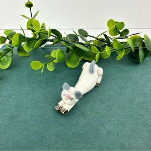 Vintage Mini Cat Figurine Stretching Laying Down